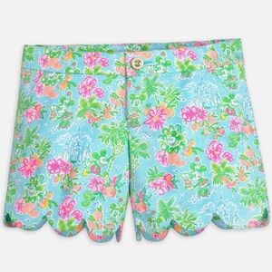 Disney by Lilly Pulitzer‎ Blue Floral Scalloped Shorts Limited Edition